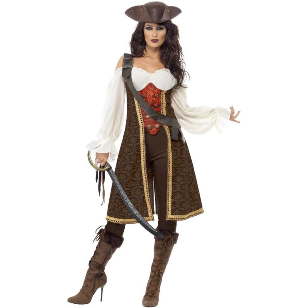 Smiffys Womens/Ladies High Seas Pirate Wench Costume Set / Brown